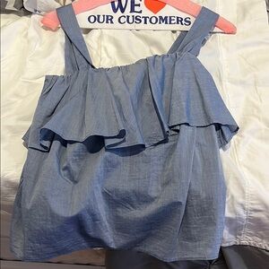 Blue Ruffle Sleeveless Top